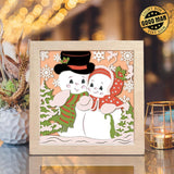 Snowman Couple 2 – Paper Cut Light Box File - Cricut File - 8x8 inches - LightBoxGoodMan - LightboxGoodman