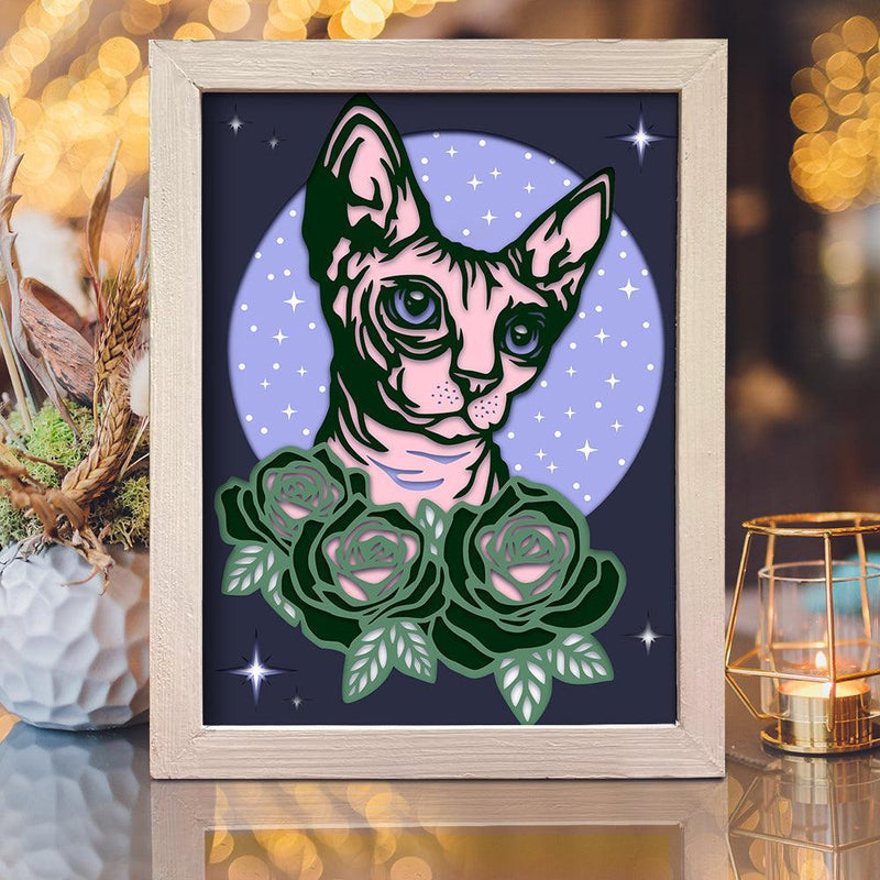 Sphinx Cat – Paper Cut Light Box File - Cricut File - 8x10 inches - LightBoxGoodMan - LightboxGoodman