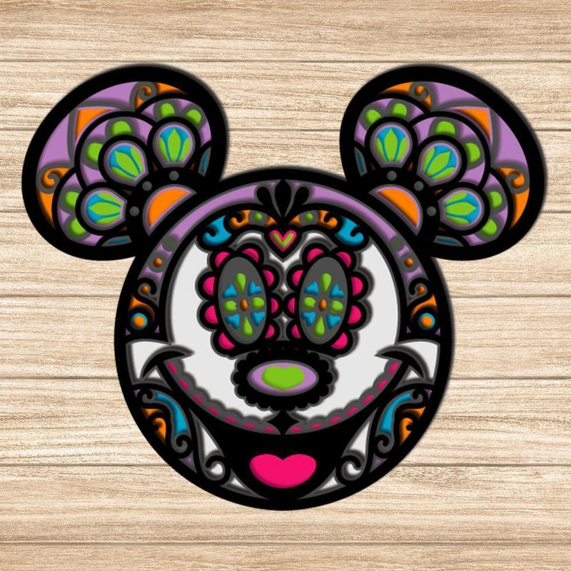 Sugar Skull Mickey - Paper 3D Layered File - Cricut File - 20x17cm - LightBoxGoodMan - LightboxGoodman