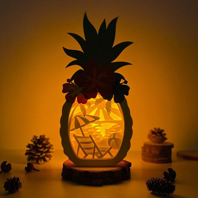 Summer 2 - Paper Cut Pineapple Light Box File - Cricut File - 14,3x28,7cm - LightBoxGoodMan - LightboxGoodman