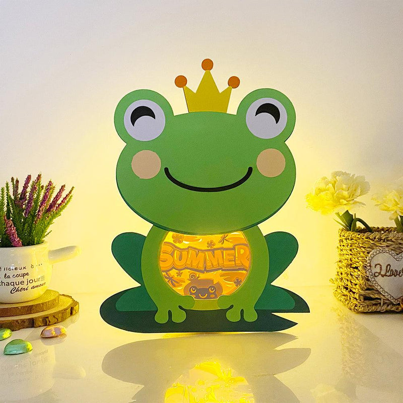 Summer Frog - Frog Papercut Lightbox File - 7.9x10.4" - Cricut File - LightBoxGoodMan - LightboxGoodman