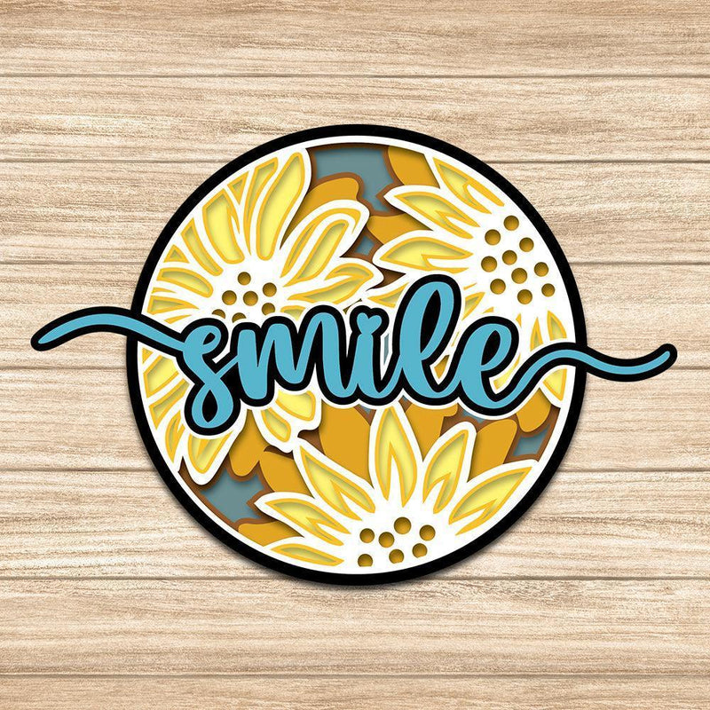 Sunflower Smile - Paper 3D Layered File - Cricut File - LightBoxGoodMan - LightboxGoodman