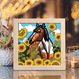 Sunflowers Horse – Paper Cut Light Box File - Cricut File - 8x8 inches - LightBoxGoodMan