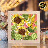 Sunflowers With Hummingbird – Paper Cut Light Box File - Cricut File - 8x8 inches - LightBoxGoodMan - LightboxGoodman