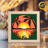 Sunset Island – Paper Cut Light Box File - Cricut File - 8x8 inches - LightBoxGoodMan - LightboxGoodman