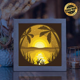 Sunset Island – Paper Cut Light Box File - Cricut File - 8x8 inches - LightBoxGoodMan - LightboxGoodman