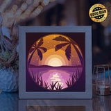 Sunset Island – Paper Cut Light Box File - Cricut File - 8x8 inches - LightBoxGoodMan - LightboxGoodman