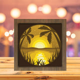 Sunset Island  - Paper Cutting Light Box - LightBoxGoodman