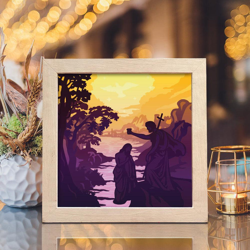 The Baptism in the Jordan – Paper Cut Light Box File - Cricut File - 8x8 inches - LightBoxGoodMan - LightboxGoodman