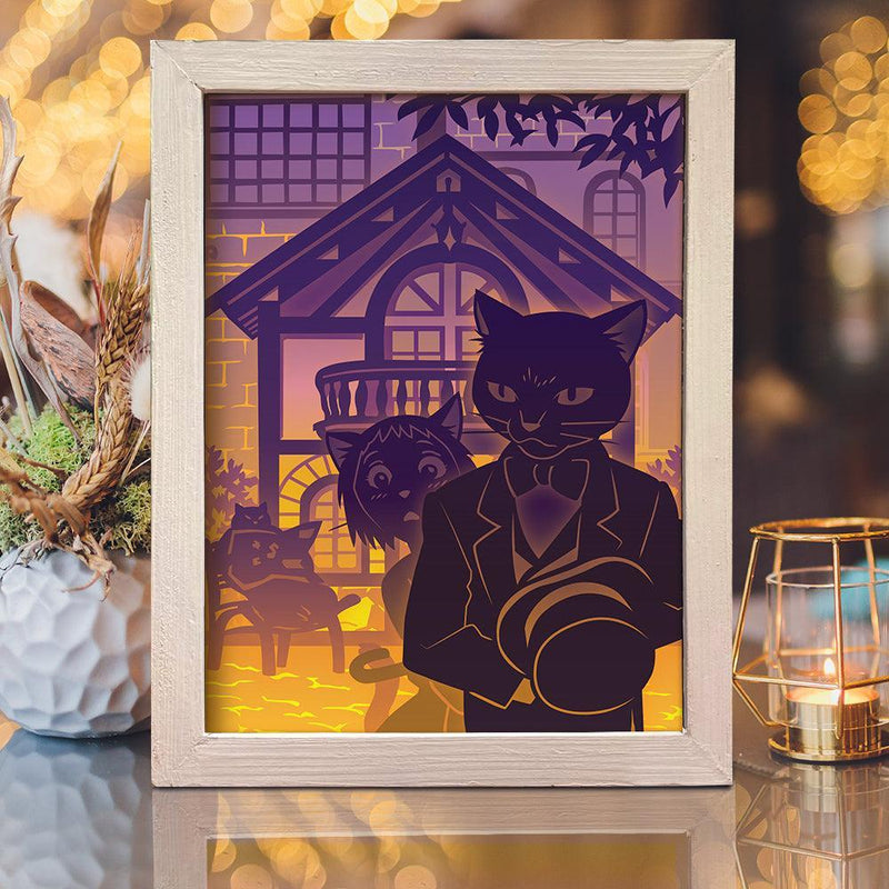 The Cat Returns – Paper Cut Light Box File - Cricut File - 20x26cm - LightBoxGoodMan - LightboxGoodman