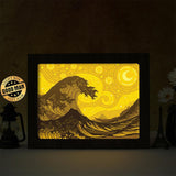 The Great Wave mix Starry Night – Paper Cut Light Box File - Cricut File - 8x10 Inches - LightBoxGoodMan - LightboxGoodman
