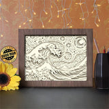 The Great Wave mix Starry Night - Paper Cutting Light Box - LightBoxGoodman - LightboxGoodman
