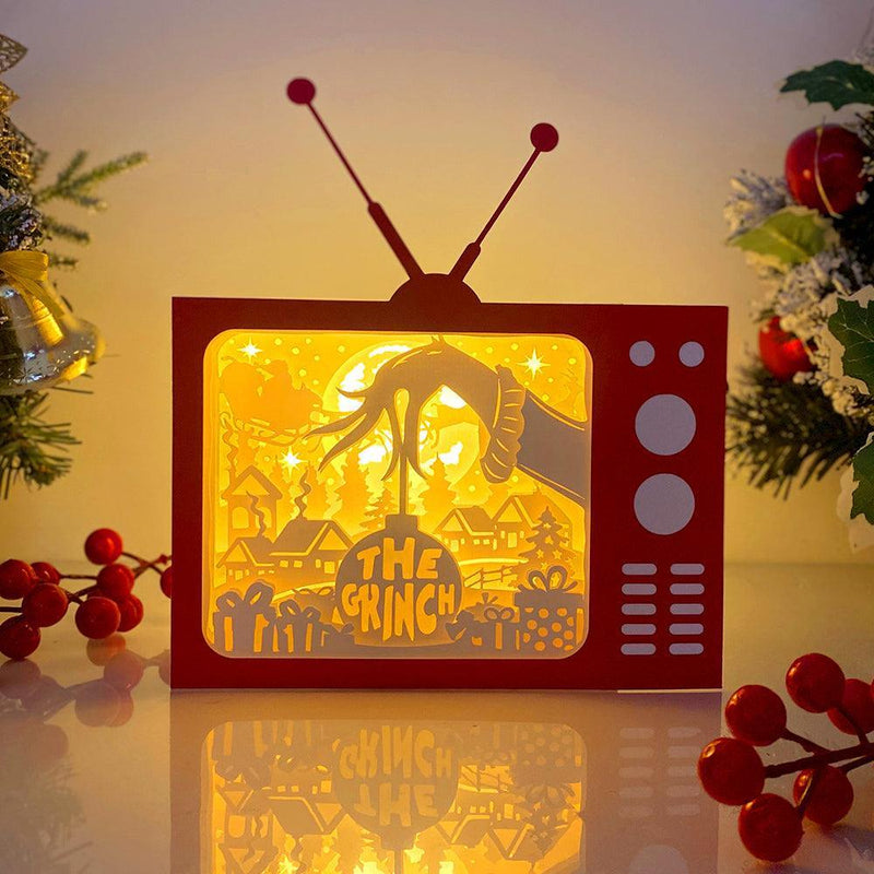 The Grinch - Paper Cut Television Light Box File - Cricut File - 8x7 inches - LightBoxGoodMan - LightboxGoodman