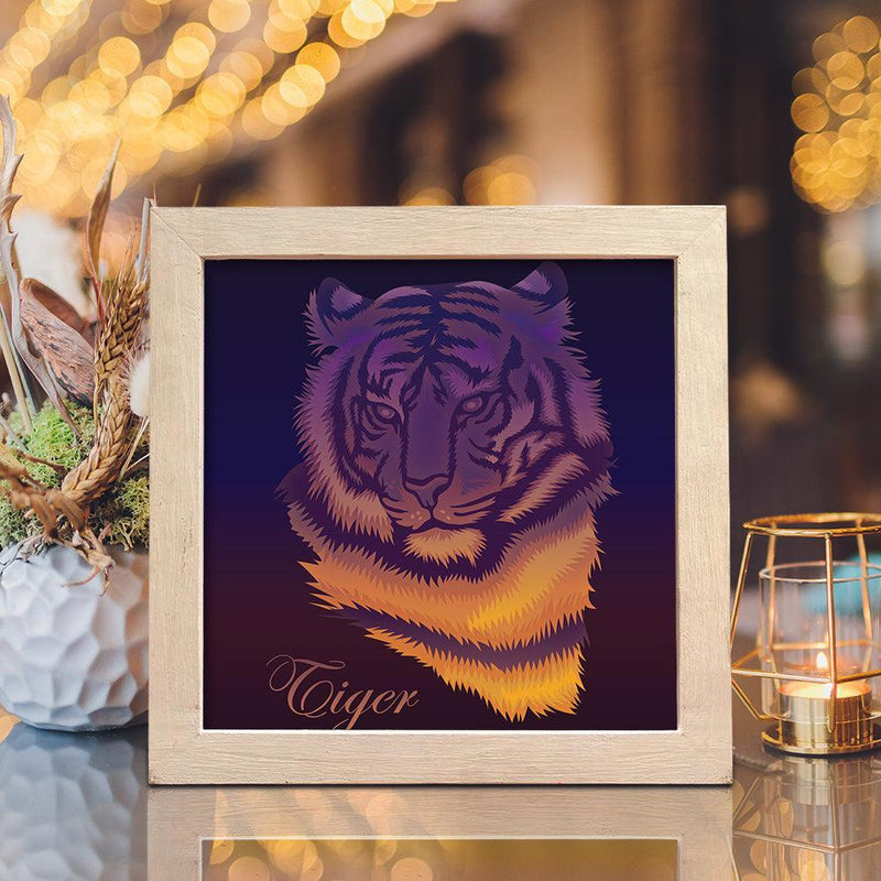 Tiger 1 Square – Paper Cut Light Box File - Cricut File - 8x8 inches - LightBoxGoodMan - LightboxGoodman