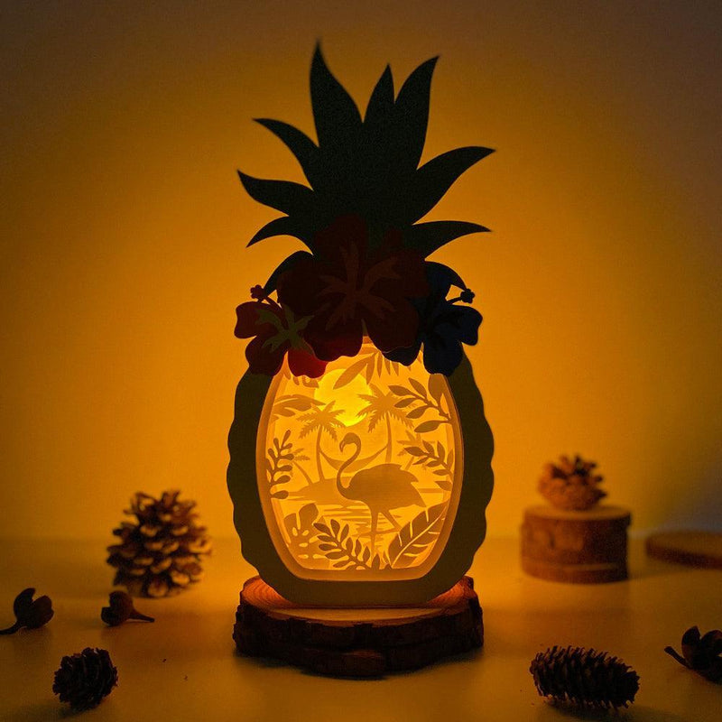 Tropical Flamingo 2 - Paper Cut Pineapple Light Box File - Cricut File - 14,3x28,7cm - LightBoxGoodMan - LightboxGoodman