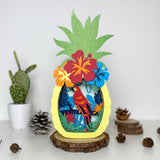 Tropical Parrot 2 - Paper Cut Pineapple Light Box File - Cricut File - 14,3x28,7cm - LightBoxGoodMan - LightboxGoodman