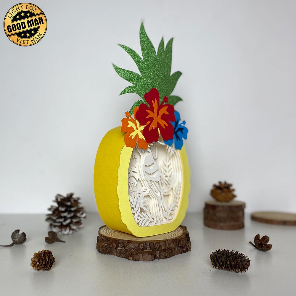 Tropical Parrot 3 - Paper Cut Pineapple Light Box File - Cricut File - 14,3x28,7cm - LightBoxGoodMan - LightboxGoodman