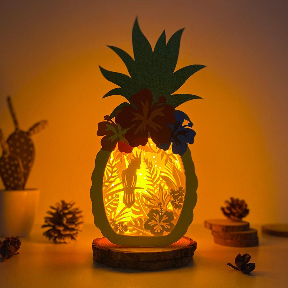 Tropical Parrot - Paper Cut Pineapple Light Box File - Cricut File - 14,3x28,7cm - LightBoxGoodMan - LightboxGoodman