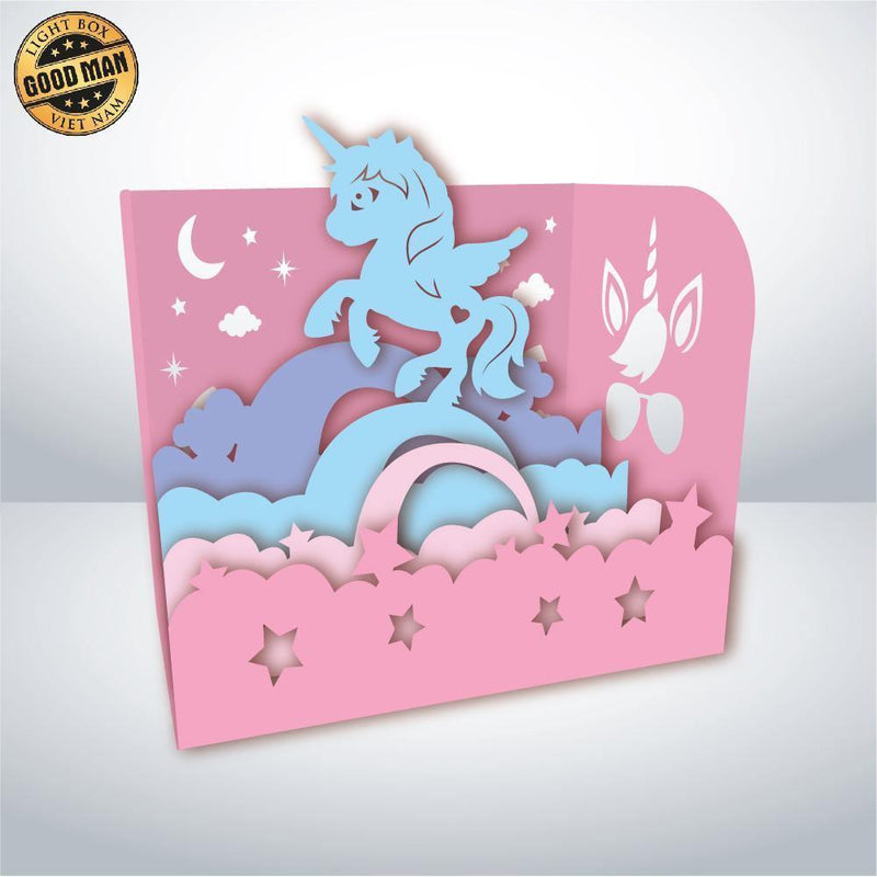 Unicorn - Paper Cut Mini-Showcase File - Cricut File - 10x12cm - LightBoxGoodMan - LightboxGoodman