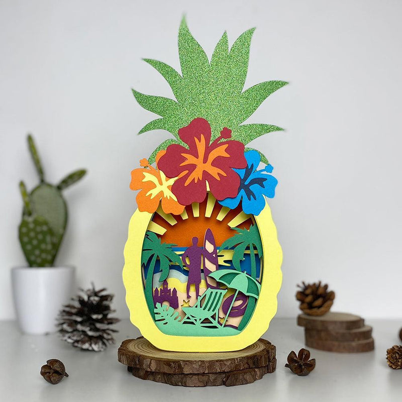 Vacation - Paper Cut Pineapple Light Box File - Cricut File - 14,3x28,7cm - LightBoxGoodMan - LightboxGoodman