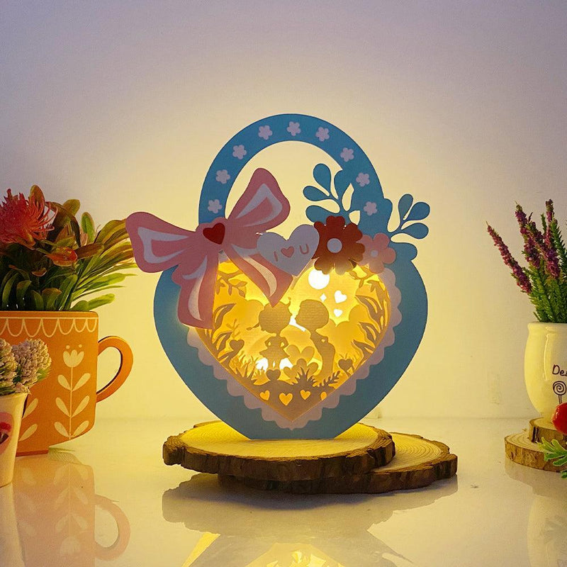 Valentine Couple - Paper Cut Love Bag Light Box File - Cricut File - 7x6 Inches - LightBoxGoodMan - LightboxGoodman