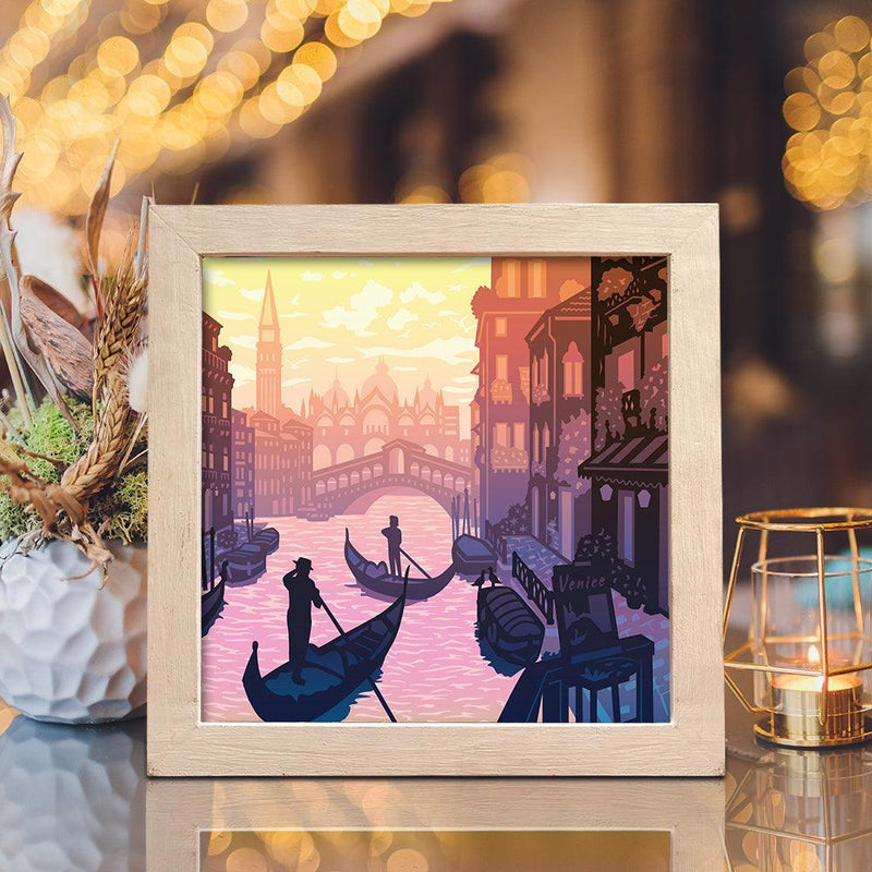 Venice Square – Paper Cut Light Box File - Cricut File - 8x8 inches - LightBoxGoodMan - LightboxGoodman