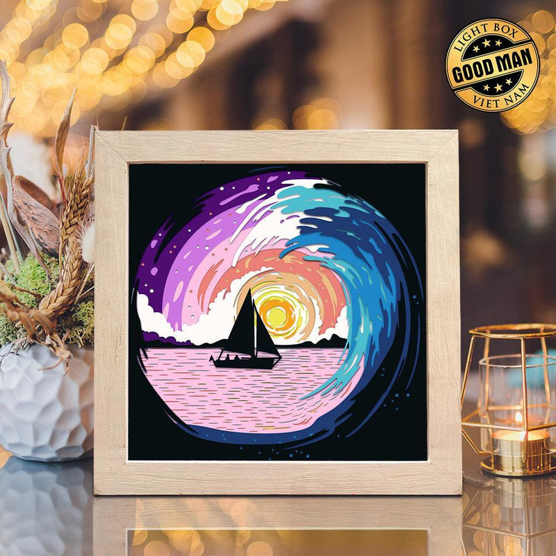 Waves - Paper Cut Light Box File - Cricut File - 8x8 Inches - LightBoxGoodMan - LightboxGoodman