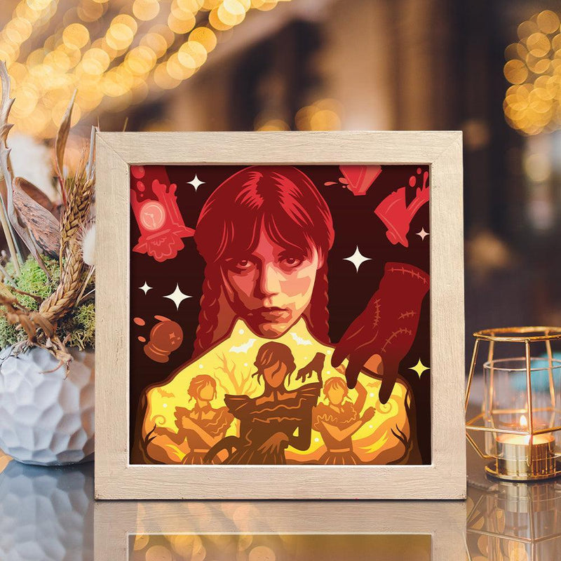 Wednesday Addams - Paper Cut Light Box File - Cricut File - 20x20cm - LightBoxGoodMan - LightboxGoodman