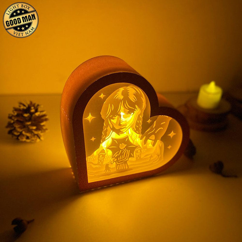 Wednesday - Heart Papercut Lightbox File - 6,2x6,4" - Cricut File - LightBoxGoodMan - LightboxGoodman