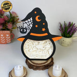Witch Moon - Paper Cut Witch Hat Light Box File - Cricut File - 18x23 cm - LightBoxGoodMan - LightboxGoodman