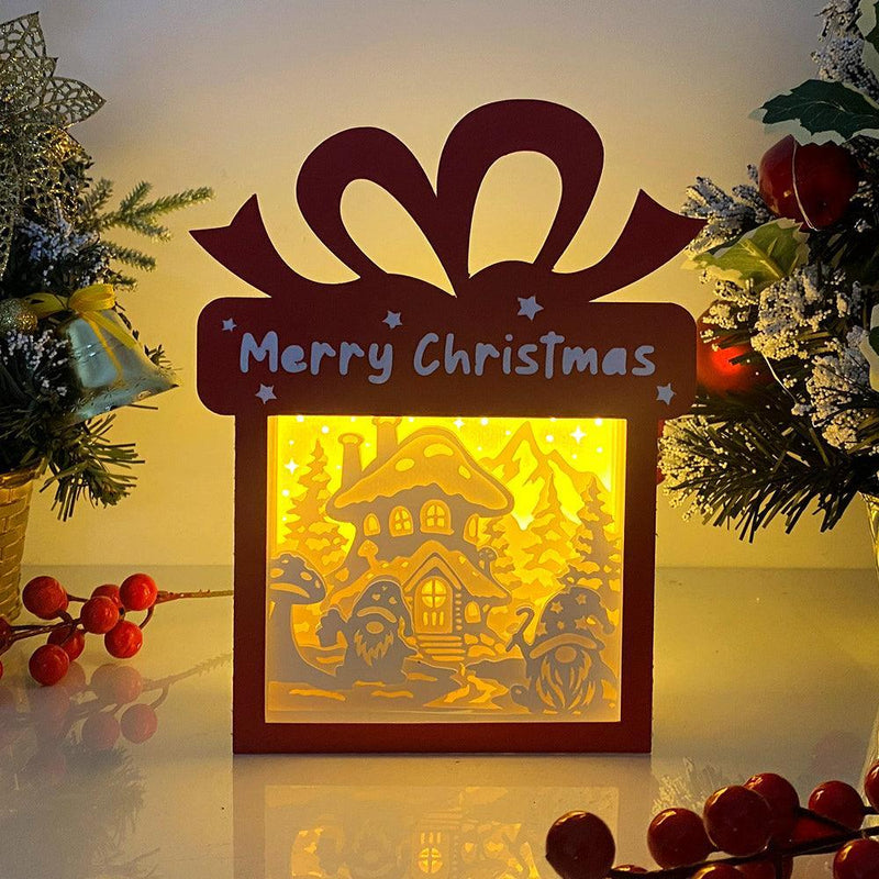 Xmas Gnome 4- Paper Cut Gift Light Box File - Cricut File - 21x16cm - LightBoxGoodMan - LightboxGoodman