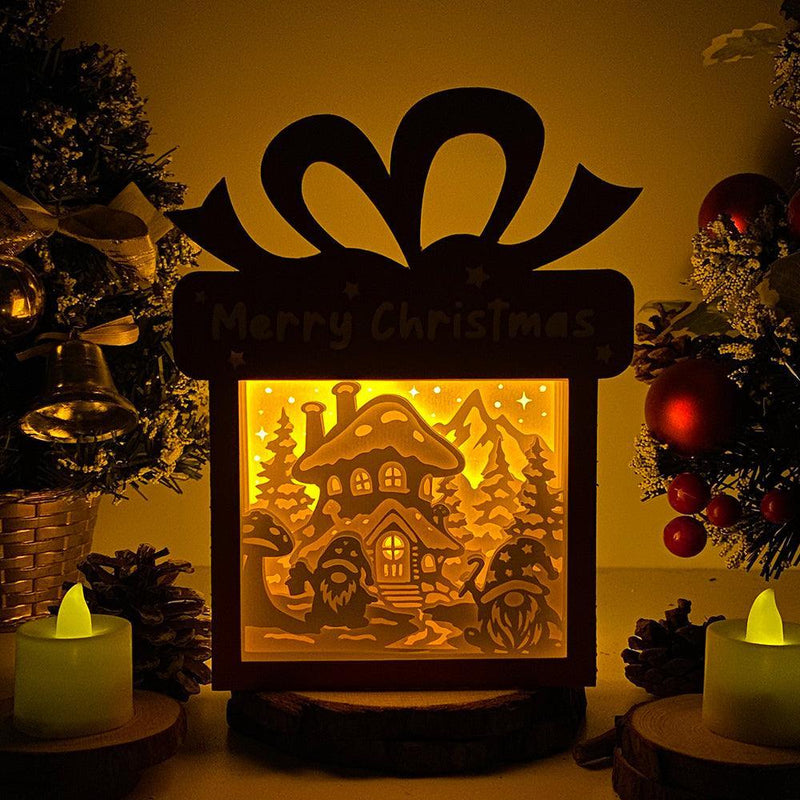 Xmas Gnome 4- Paper Cut Gift Light Box File - Cricut File - 21x16cm - LightBoxGoodMan - LightboxGoodman