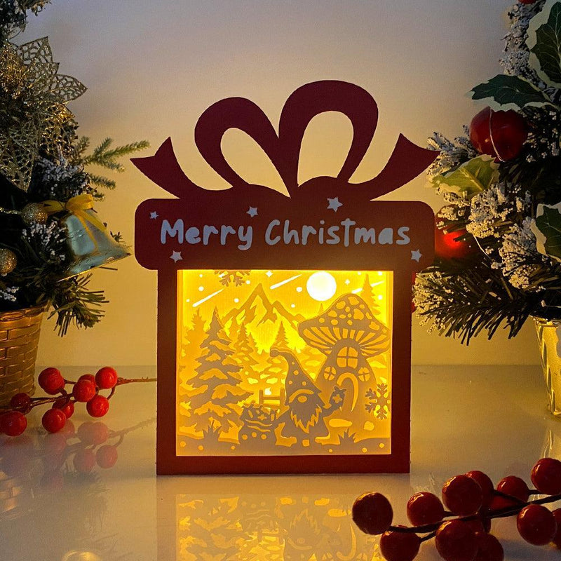Xmas Gnome - Paper Cut Gift Light Box File - Cricut File - 21x16cm - LightBoxGoodMan - LightboxGoodman