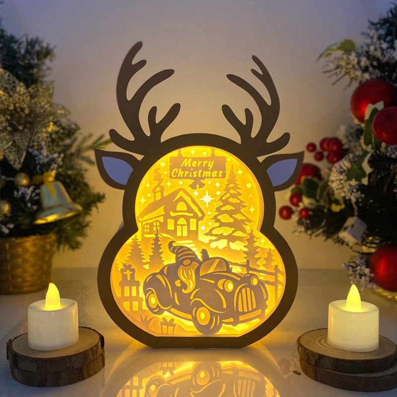 Xmas Gnome - Paper Cut Reindeer Light Box File - Cricut File - 24,4x17cm - LightBoxGoodMan - LightboxGoodman