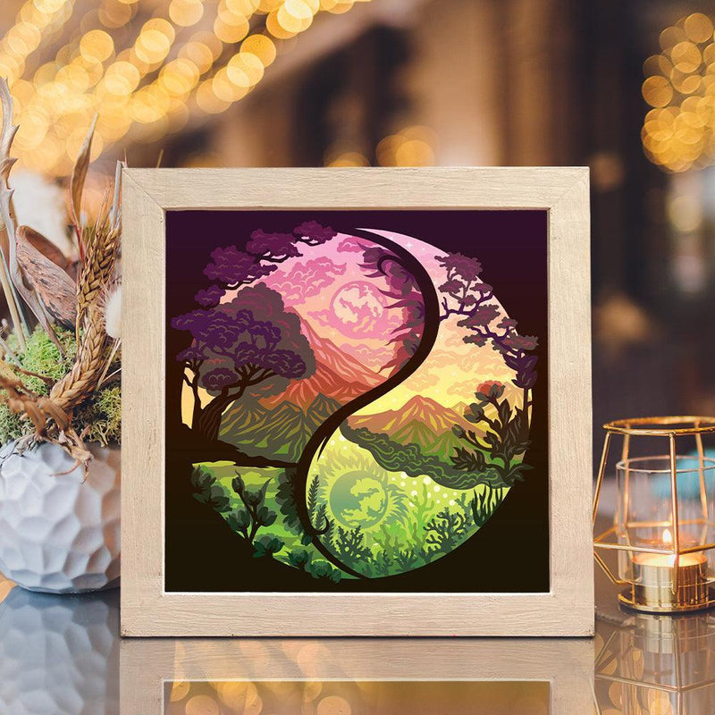 Yin Yang 3 – Paper Cut Light Box File - Cricut File - 8x8 Inches - LightBoxGoodMan - LightboxGoodman