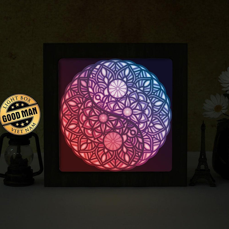 Yin Yang Mandala 2 – Paper Cut Light Box File - Cricut File - 20x20cm - LightBoxGoodMan - LightboxGoodman