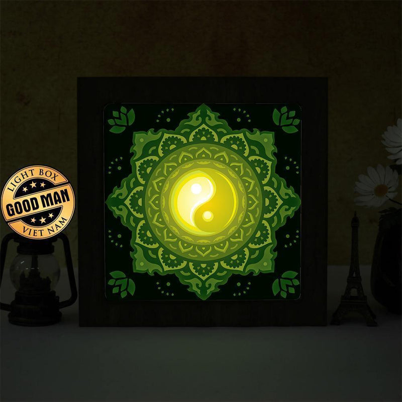 Yin Yang Mandala – Paper Cut Light Box File - Cricut File - 20x20cm - LightBoxGoodMan - LightboxGoodman