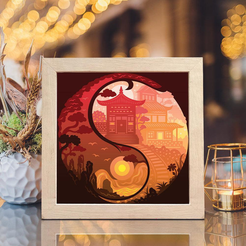 YinYang 2 – Paper Cut Light Box File - Cricut File - 8x8 Inches - LightBoxGoodMan - LightboxGoodman