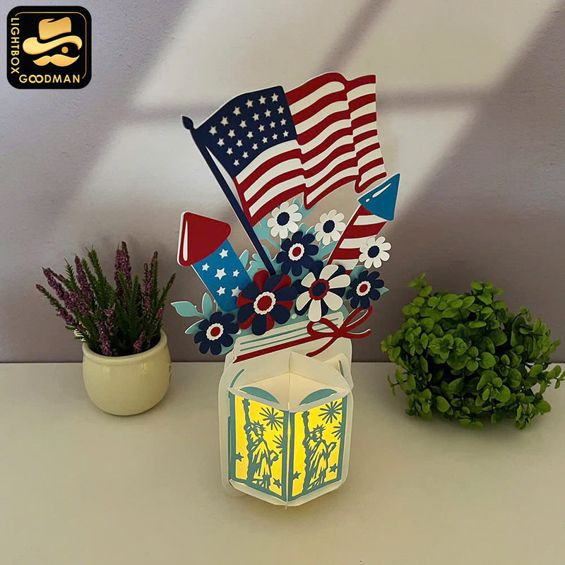 4th Of July - 3D America Lantern File - Cricut File - LightBoxGoodMan