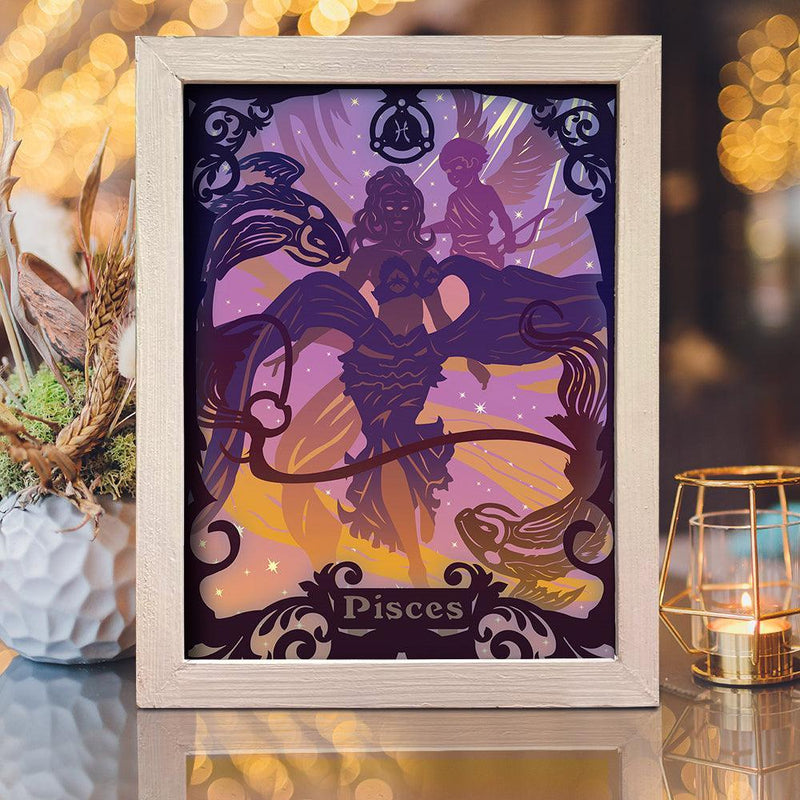 Zodiac Pisces – Paper Cut Light Box File - Cricut File - 20x26cm - LightBoxGoodMan - LightboxGoodman