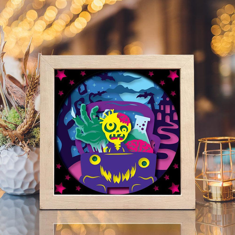 Zombie Car – Paper Cut Light Box File - Cricut File - 20x20cm - LightBoxGoodMan - LightboxGoodman