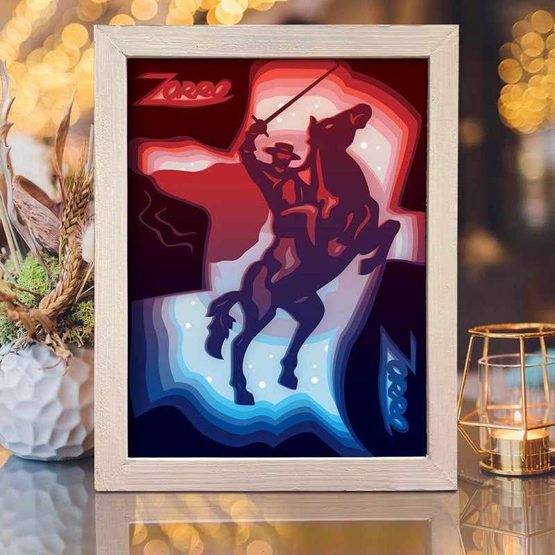 Zorro, the Avenger - Paper Cut Light Box File - Cricut File - 20x26cm - LightBoxGoodMan - LightboxGoodman